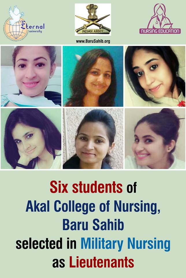 Six students of Akal College of Nursing, Baru Sahib selected in Military Nursing as Lieutenants